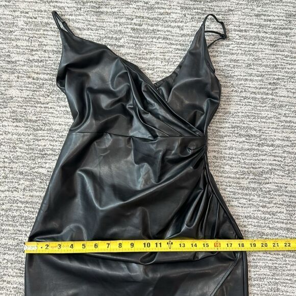 NWT L’Academie Colleen Faux Leather Midi Dress in Black Revolve Small - Picture 11 of 16